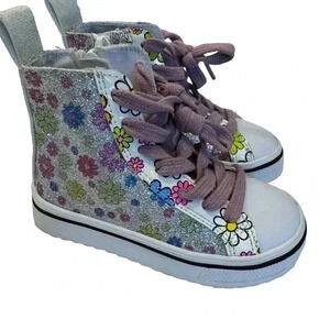 Steve Madden high top sneakers flowers & glitter size 6
